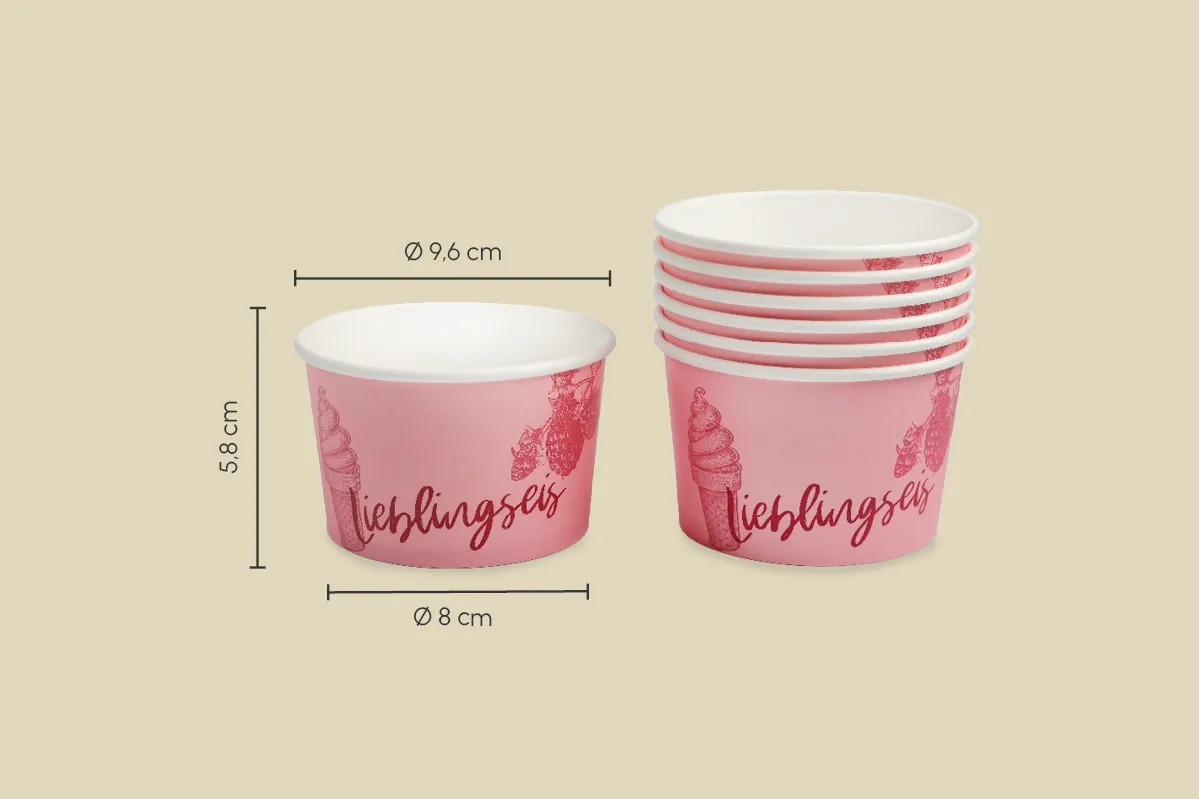 Papp-Eisbecher Lieblingseis, 290 ml, Ø oben 9,6 x Ø unten 8 x Höhe 5,8 cm (1.000er Karton)